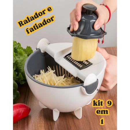 Ralador Escorredor Multifunções Cortador De Vegetais De Cozinha 9 Em 1 Processador de Alimentos