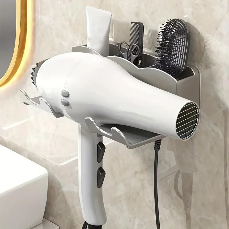 1pc rack de armazenamento de secador de cabelo, suporte de parede de banheiro não perfurado, armazenamento de duto de ar do banheiro