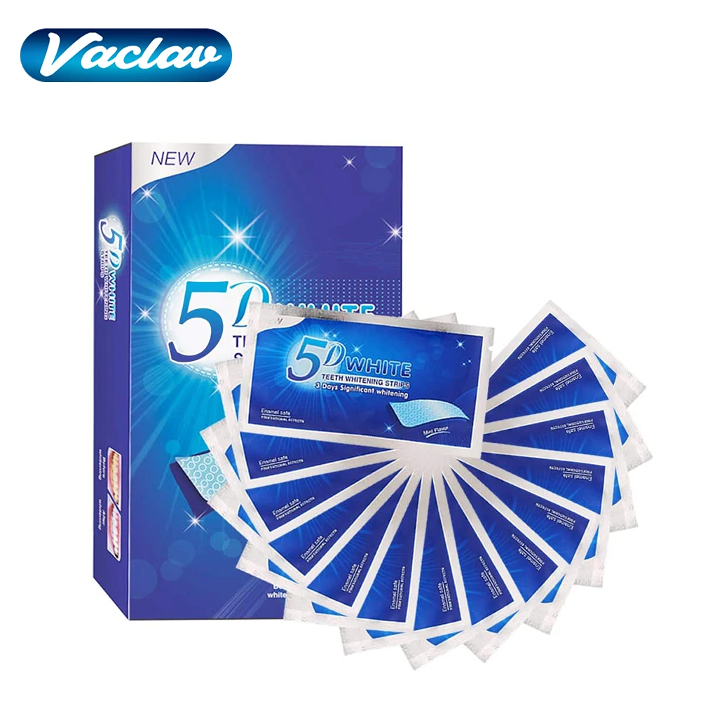 Tira de clareamento dental 5d, 7/14/21/28 pares de tiras mais brancas para remover manchas de café de fumar, kit eficaz de clareamento dental para uso doméstico