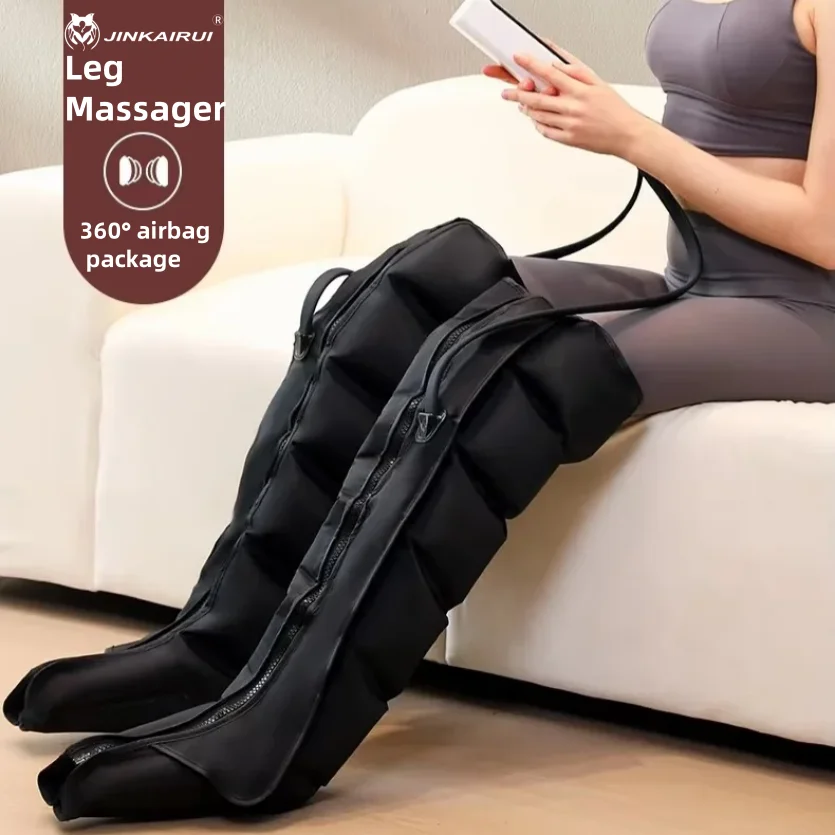 JinKairui Massageador de pernas pneumático elétrico versão estendida para relaxamento profundo de coxas, panturrilhas e pés com controle remoto