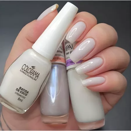 Kit 3 Esmalte Impala Francesinha Polar e Top Pop e Colorama Batida de Coco Esmalte Atacado
